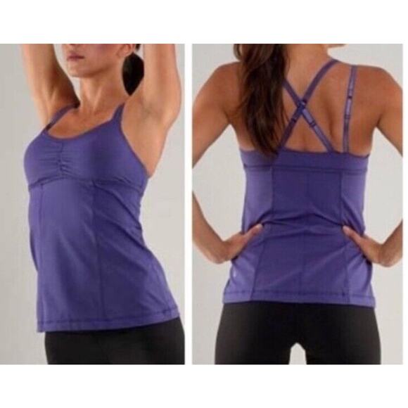 Lululemon Top Women's 6 Lilac Warrior 1 Adjustable Tank Activewear Build in Bra - Picture 1 of 5